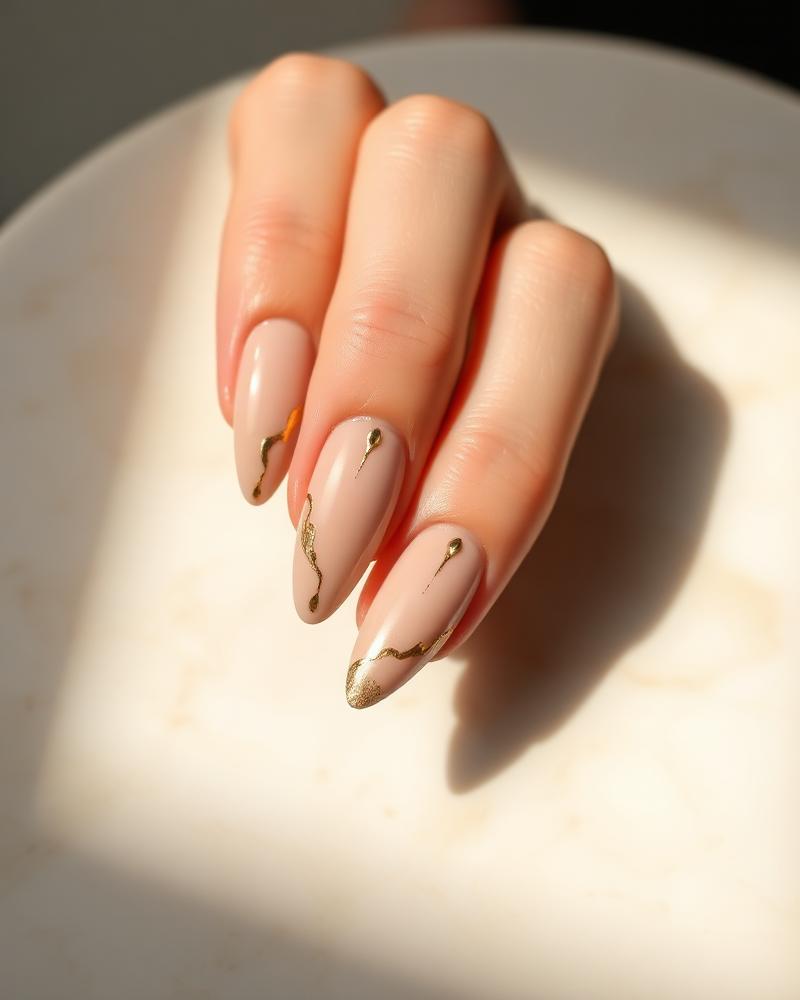Nude Gold Nail Art