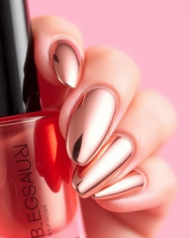Rose Chrome Nails